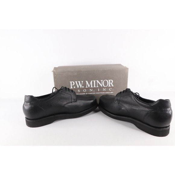 NOS Vintage 90s Mens 11 D Chunky Leather Pebble Grain Dress Shoes Black USA main image 8